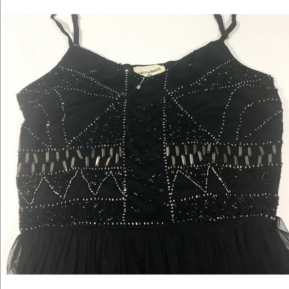 NEW Lace & Beads Black Prom Dress Mini Cocktail Dress Maxi Over Skirt Size XS - Picture 6 of 11